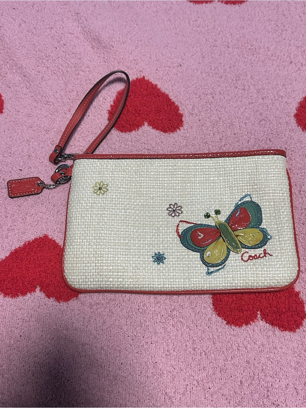 Coach Y2K Butterfly Appliqué Straw Wristlet - Picture 2 of 7